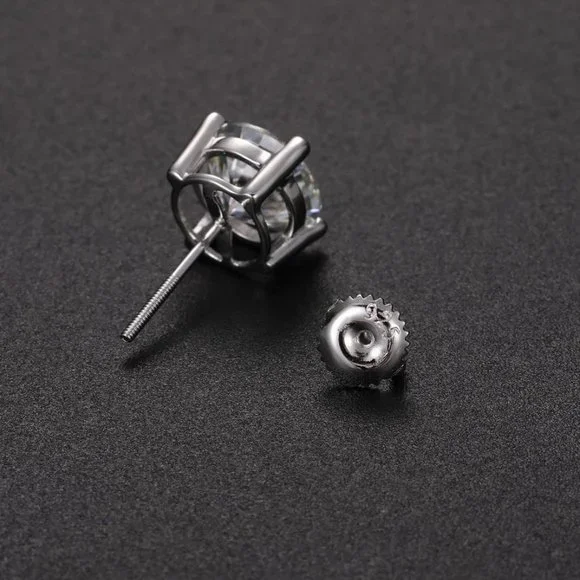 Certified 2ct. t.w. Moissanite Diamond Round Stud Earrings NEW